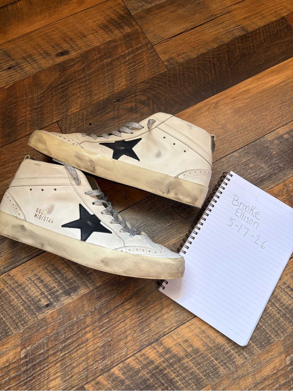 Golden Goose womens white High-Top Sneakers with Black Star - Picture 6 of 10